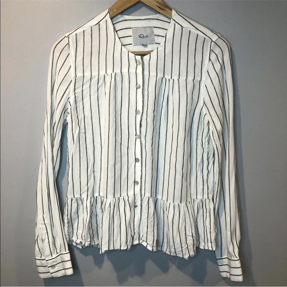 Rails White Ruby San Marino Stripe Button Down Top - image 2